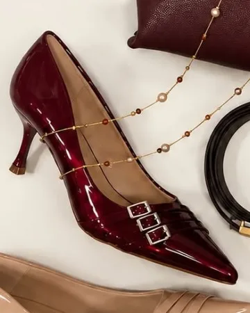 Burgundy Patent Kitten Heel