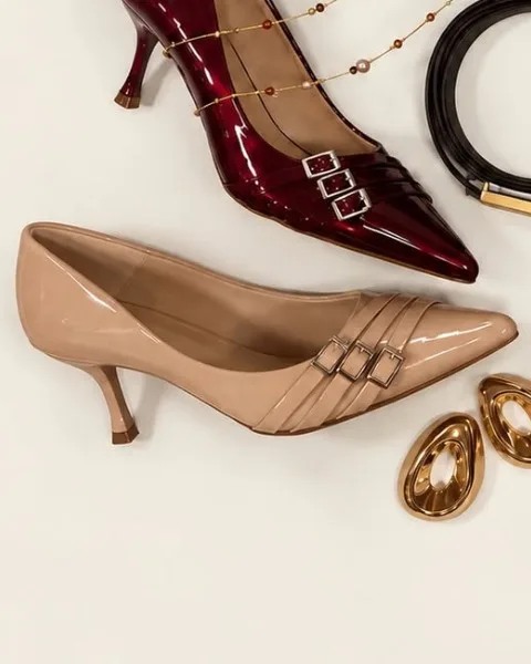 Nude Patent Kitten Heel
